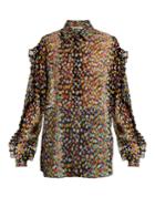 Marco De Vincenzo Multicoloured Leopard-print Silk-georgette Blouse