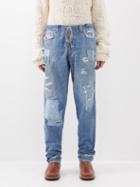 Greg Lauren - Drawstring-waist Distressed Jeans - Mens - Blue