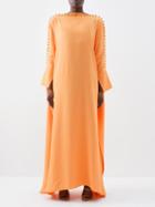 Taller Marmo - Mila Button-shoulder Crepe Kaftan Gown - Womens - Orange