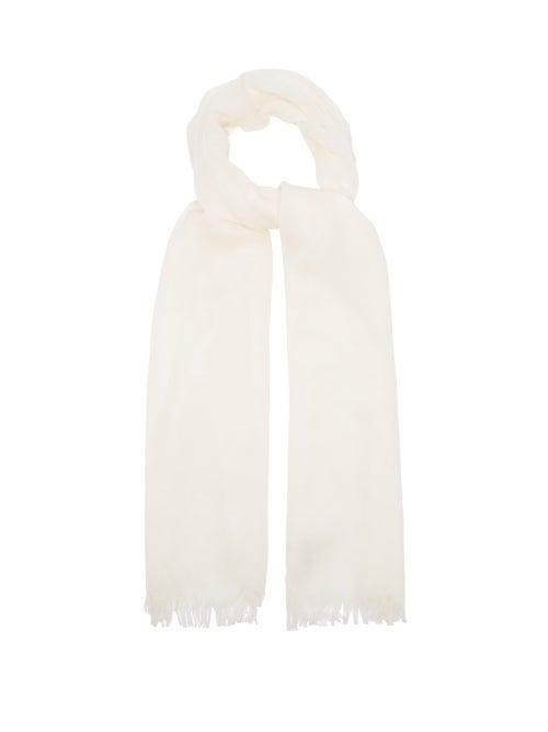 Matchesfashion.com Johnstons Of Elgin - Fringed Wool Scarf - Womens - White