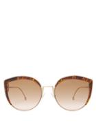 Matchesfashion.com Fendi - F Is Fendi Oversized Cat-eye Metal Sunglasses - Womens - Bronze