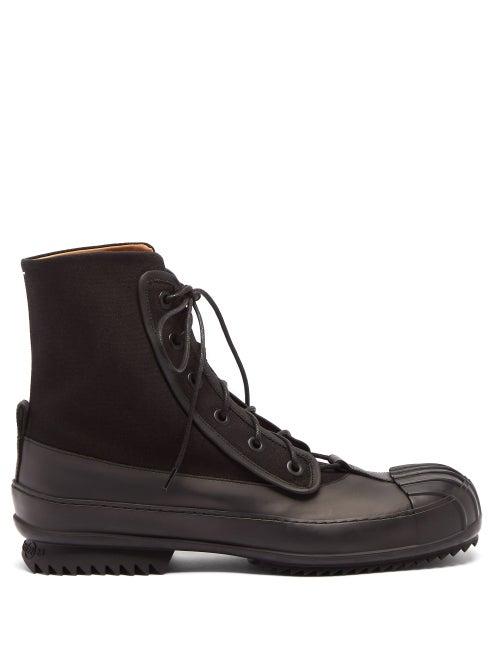 Maison Margiela - Canvas And Faux-leather Boots - Mens - Black