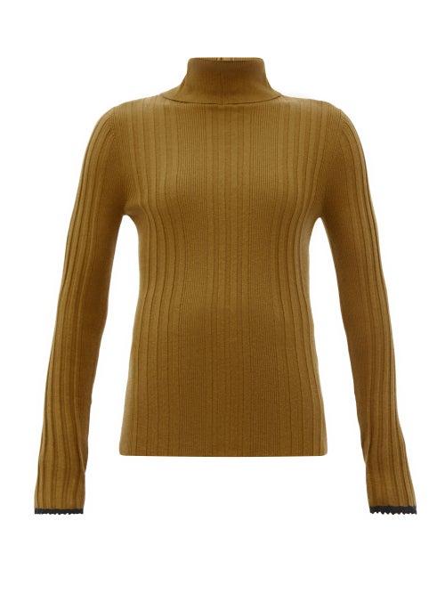 Matchesfashion.com Proenza Schouler - Rib-knitted Silk-blend Sweater - Womens - Brown