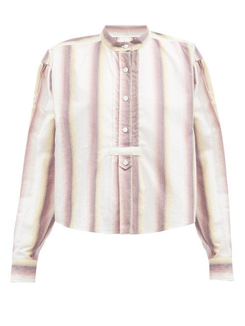 Matchesfashion.com Isabel Marant Toile - Jamet Band-collar Striped Shirt - Womens - Yellow Multi