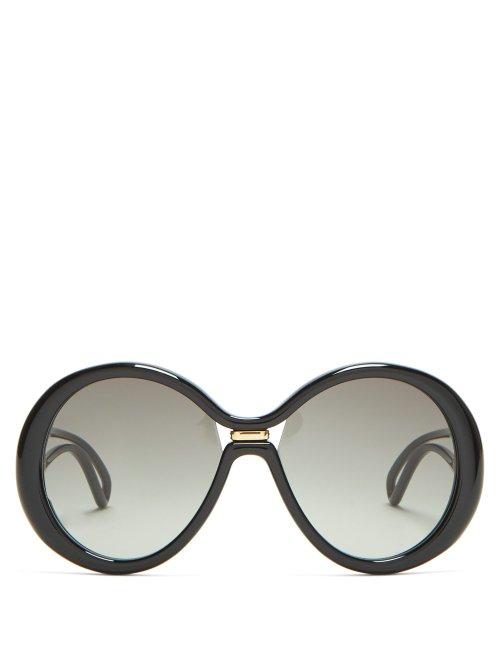 Matchesfashion.com Givenchy - Oversized Round Frame Acetate Sunglasses - Womens - Black