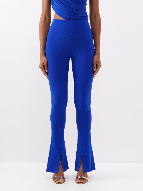 Norma Kamali - Spat Split-hem Stretch-jersey Leggings - Womens - Cobalt Blue