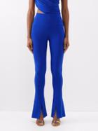 Norma Kamali - Spat Split-hem Stretch-jersey Leggings - Womens - Cobalt Blue