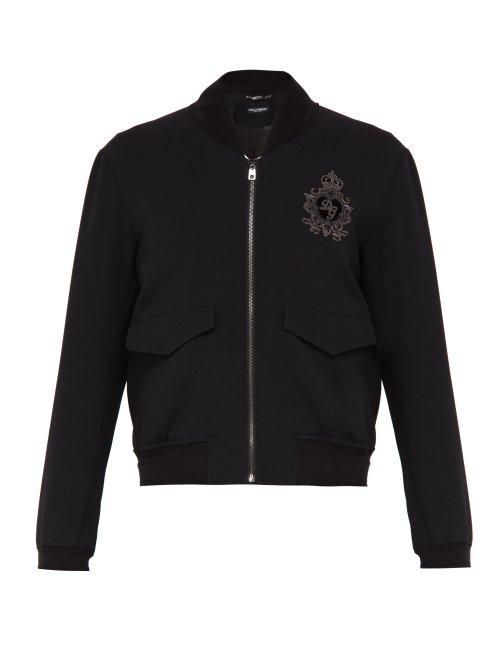 Matchesfashion.com Dolce & Gabbana - Crown Logo Embellished Bomber Jacket - Mens - Black