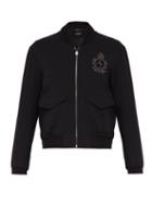 Matchesfashion.com Dolce & Gabbana - Crown Logo Embellished Bomber Jacket - Mens - Black