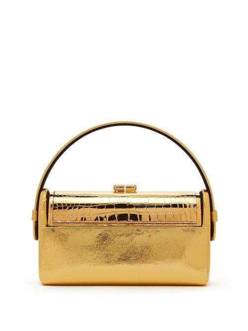 Matchesfashion.com Bienen-davis - Rgine Leather And Gold Plated Minaudire Clutch - Womens - Gold