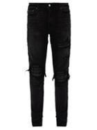 Matchesfashion.com Amiri - Mx1 Leather Patch Slim Jeans - Mens - Black