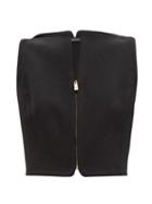 Versace - Zipped Wool-dobby Cropped Top - Womens - Black