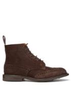 Matchesfashion.com Tricker's - Stow Suede Brogue Boots - Mens - Dark Brown