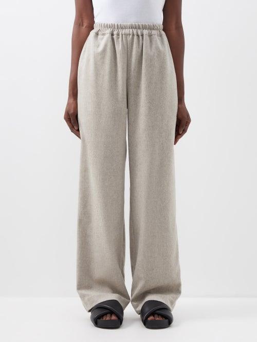 Le Kasha - Sumbal Cashmere Wide-leg Trousers - Womens - Light Beige