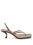 Matchesfashion.com The Row - Constance Mid-heel Leather Sandals - Womens - Dark Tan