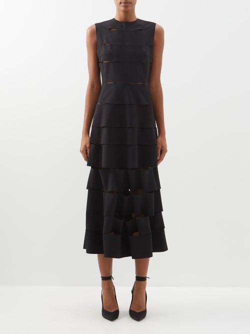 A.w.a.k.e. Mode - Cutout Panelled-crepe Midi Dress - Womens - Black