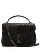 Matchesfashion.com Saint Laurent - Collge Large Quilted Leather Shoulder Bag - Womens - Black