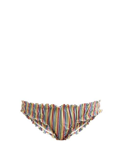 Matchesfashion.com Solid & Striped - The Audrey Striped Seersucker Bikini Briefs - Womens - Multi Stripe
