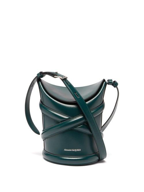 Alexander Mcqueen - Curve Leather Bucket Bag - Womens - Dark Green