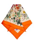 Matchesfashion.com Gucci - Flora Print Quilted Silk Scarf - Womens - Orange
