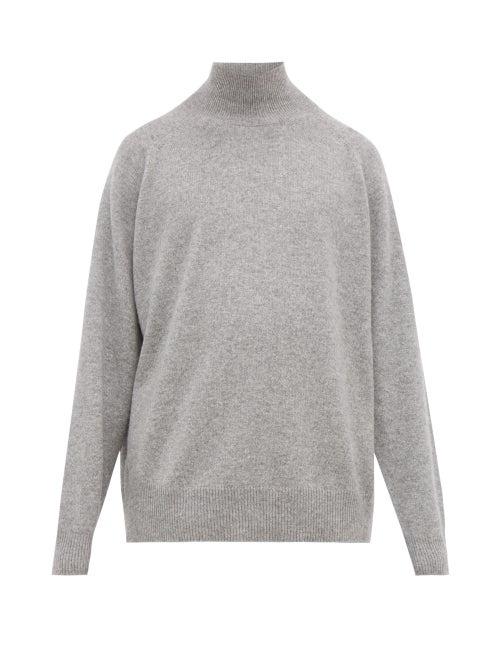 Matchesfashion.com Raey - Loose Fit Funnel Neck Cashmere Sweater - Mens - Grey
