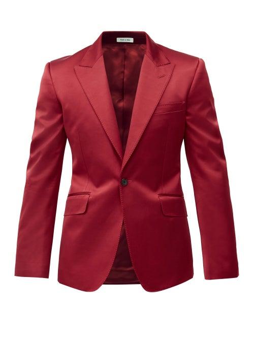 Matchesfashion.com Alexander Mcqueen - Single-breasted Cotton-blend Sateen Suit Jacket - Mens - Red