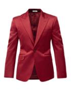Matchesfashion.com Alexander Mcqueen - Single-breasted Cotton-blend Sateen Suit Jacket - Mens - Red