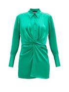 Matchesfashion.com Gauge81 - Matsu Ruched-front Silk Shirt Dress - Womens - Green