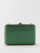 Judith Leiber - Slim Slide Crystal-embellished Clutch Bag - Womens - Dark Green