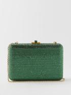 Judith Leiber - Slim Slide Crystal-embellished Clutch Bag - Womens - Dark Green