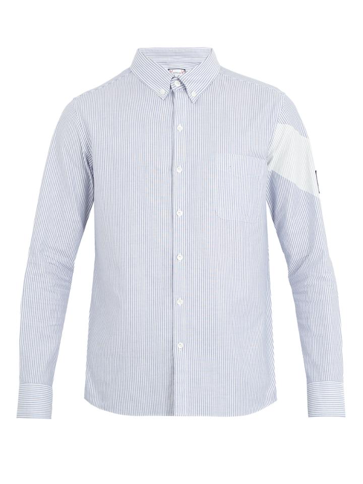 Moncler Gamme Bleu Chevron-print Single-cuff Striped Cotton Shirt