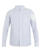Moncler Gamme Bleu Chevron-print Single-cuff Striped Cotton Shirt