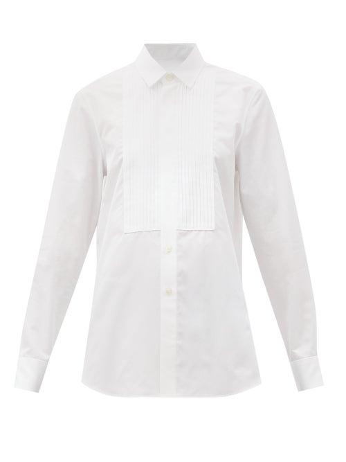 Matchesfashion.com Saint Laurent - Pintucked-bib Cotton-poplin Tuxedo Shirt - Womens - White