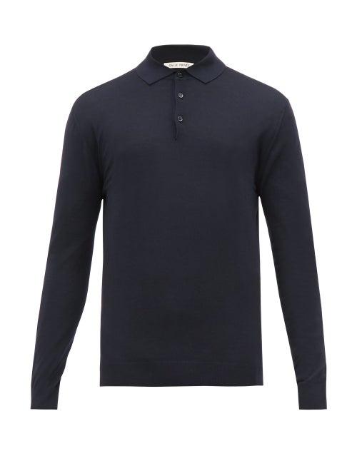 Matchesfashion.com Salle Prive - Isaac Merino Wool Polo Sweater - Mens - Navy