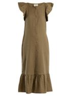 Matchesfashion.com Cecilie Copenhagen - Jehro Scarf Jacquard Cotton Dress - Womens - Khaki