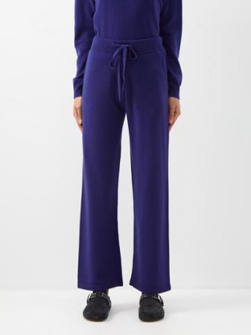 The Elder Statesman - Drawstring-waist Cashmere-blend Trousers - Womens - Blue