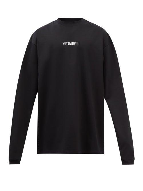 Vetements - Logo-print Cotton-jersey T-shirt - Mens - Black White