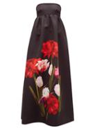 Matchesfashion.com Borgo De Nor - Anastasia Floral-print Satin-twill Dress - Womens - Black Multi