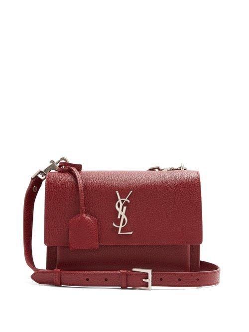 Matchesfashion.com Saint Laurent - Sunset Medium Leather Cross Body Bag - Womens - Burgundy