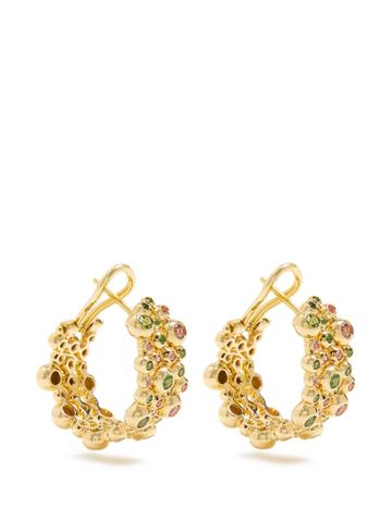 Maurizio Pintaldi Sapphire, Tsavorite & Yellow-gold Earrings