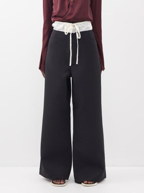 Acne Studios - Poivre Drawstring-waist Twill Wide-leg Trousers - Womens - Black