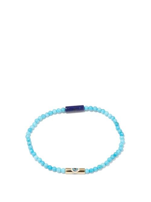 Luis Morais - Turquoise & 14kt Gold Beaded Bracelet - Mens - Blue