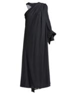 Matchesfashion.com Hillier Bartley - Polka Dot One Shoulder Silk Dress - Womens - Navy White