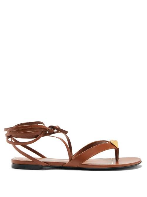 Matchesfashion.com Valentino Garavani - Upstud Wraparound Leather Sandals - Womens - Tan