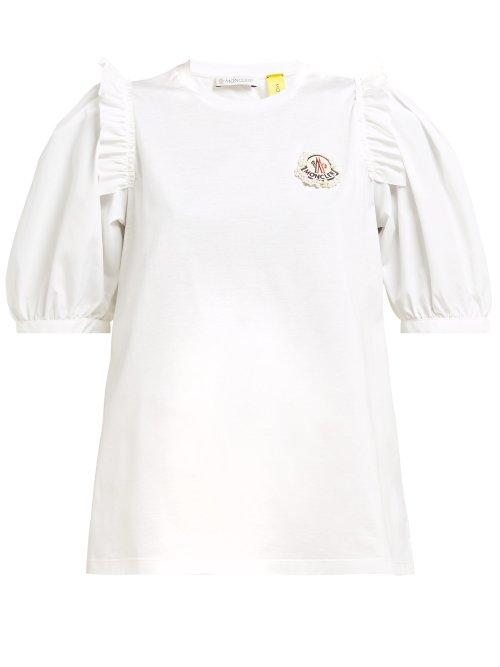 Matchesfashion.com 4 Moncler Simone Rocha - Embellished Logo Cotton T Shirt - Womens - White