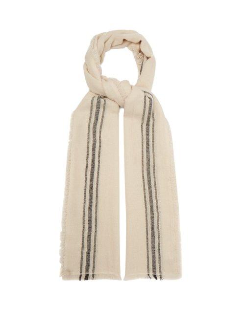 Matchesfashion.com Isabel Marant - Striped Cashmere Scarf - Mens - Cream