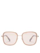 Matchesfashion.com Jimmy Choo - Elva Glitter Square Frame Sunglasses - Womens - Light Pink