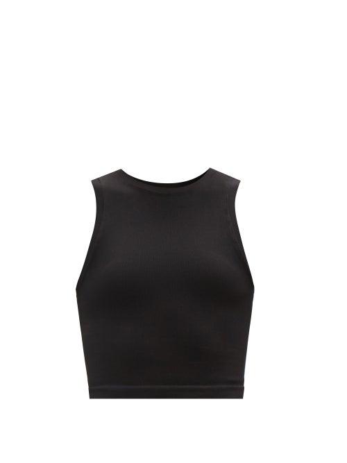 Ladies Activewear Prism - Luminous Ribbed Stretch-jersey Tank Top - Womens - Black