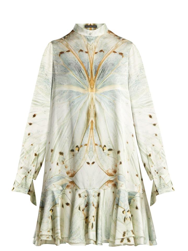 Alexander Mcqueen Butterfly-print Silk Mini Dress
