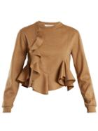 Matchesfashion.com Givenchy - Ruffled Hem Wool Jersey Sweatshirt - Womens - Beige